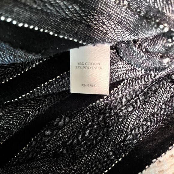 Pure Jill Gray/Black/White Stripe Bohochic Casual Minimalist 3/4 Sleeve Top XL - Picture 3 of 3